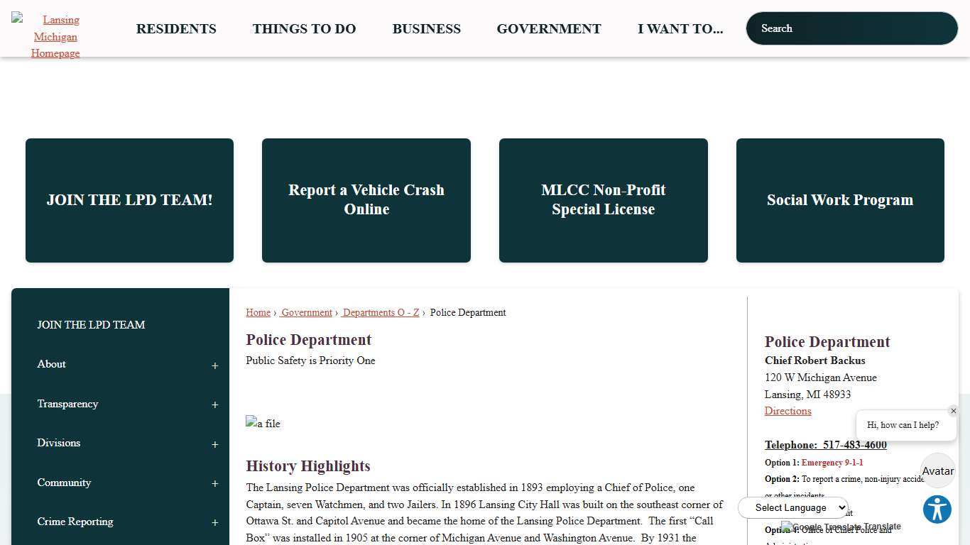 Police Department Lansing, MI - Official Website